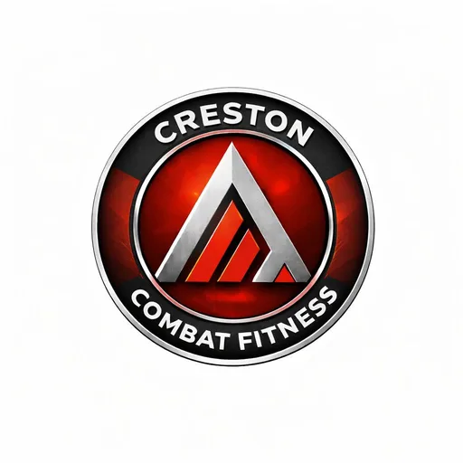 Creston Combat Fitness logo: a silver and red peak inside a red and black circle, ringed by the words Creston Combat Fitness