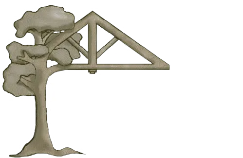 Hamill Creek Timber Homes logo: a tree beside a timber roof truss, with the name in white lettering